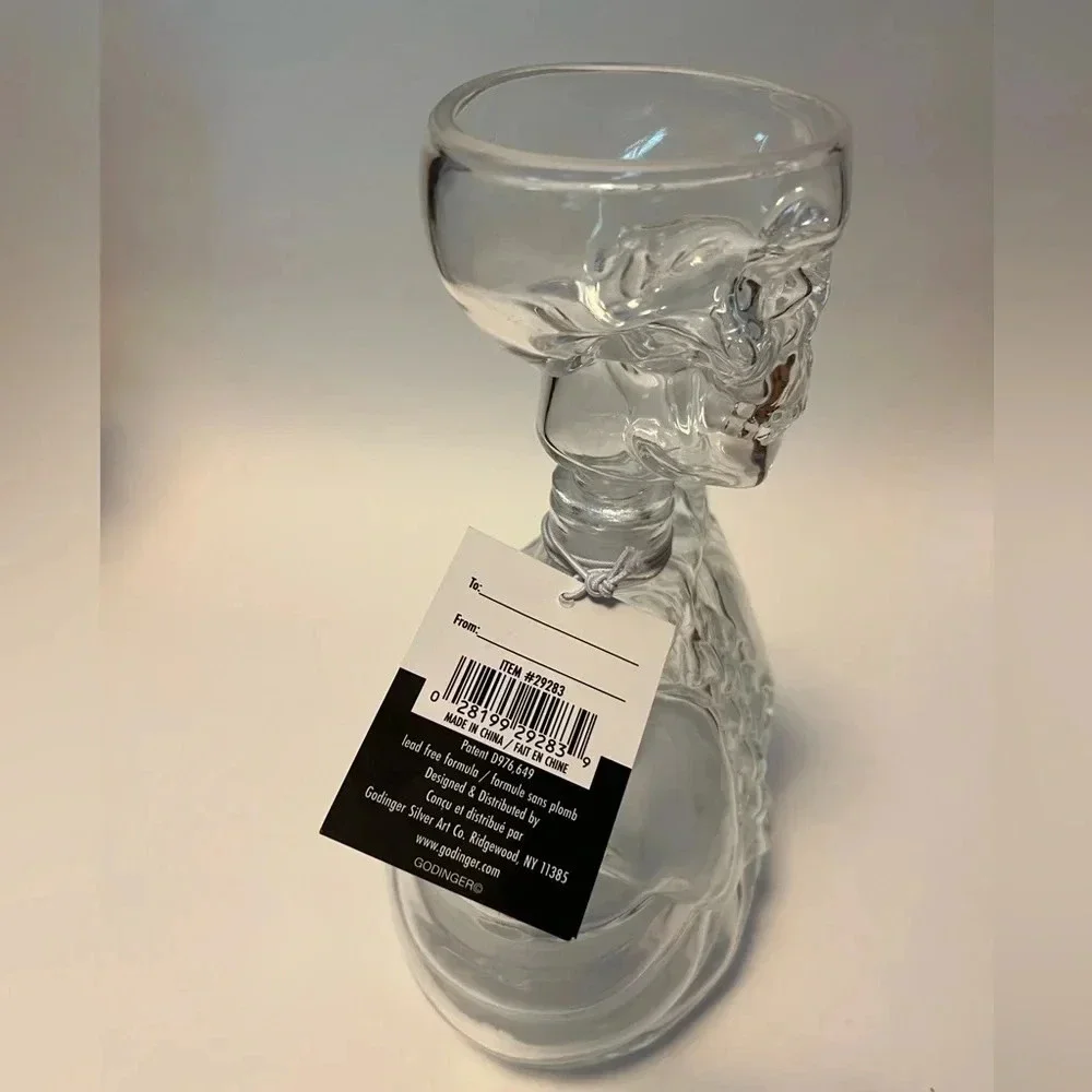 NEW GODINGER Skellington Skeleton Shaped Decanter & Skull Glass shot